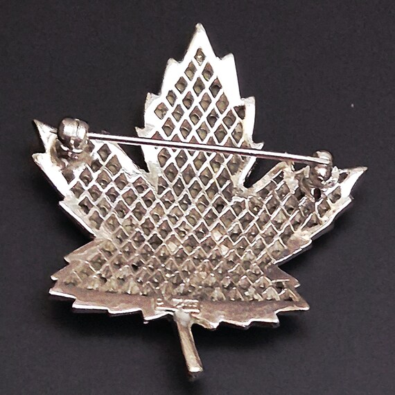 Keyes Signed Vintage Marcasite Silver Plated Mapl… - image 3