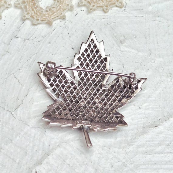 Keyes Signed Vintage Marcasite Silver Plated Mapl… - image 6