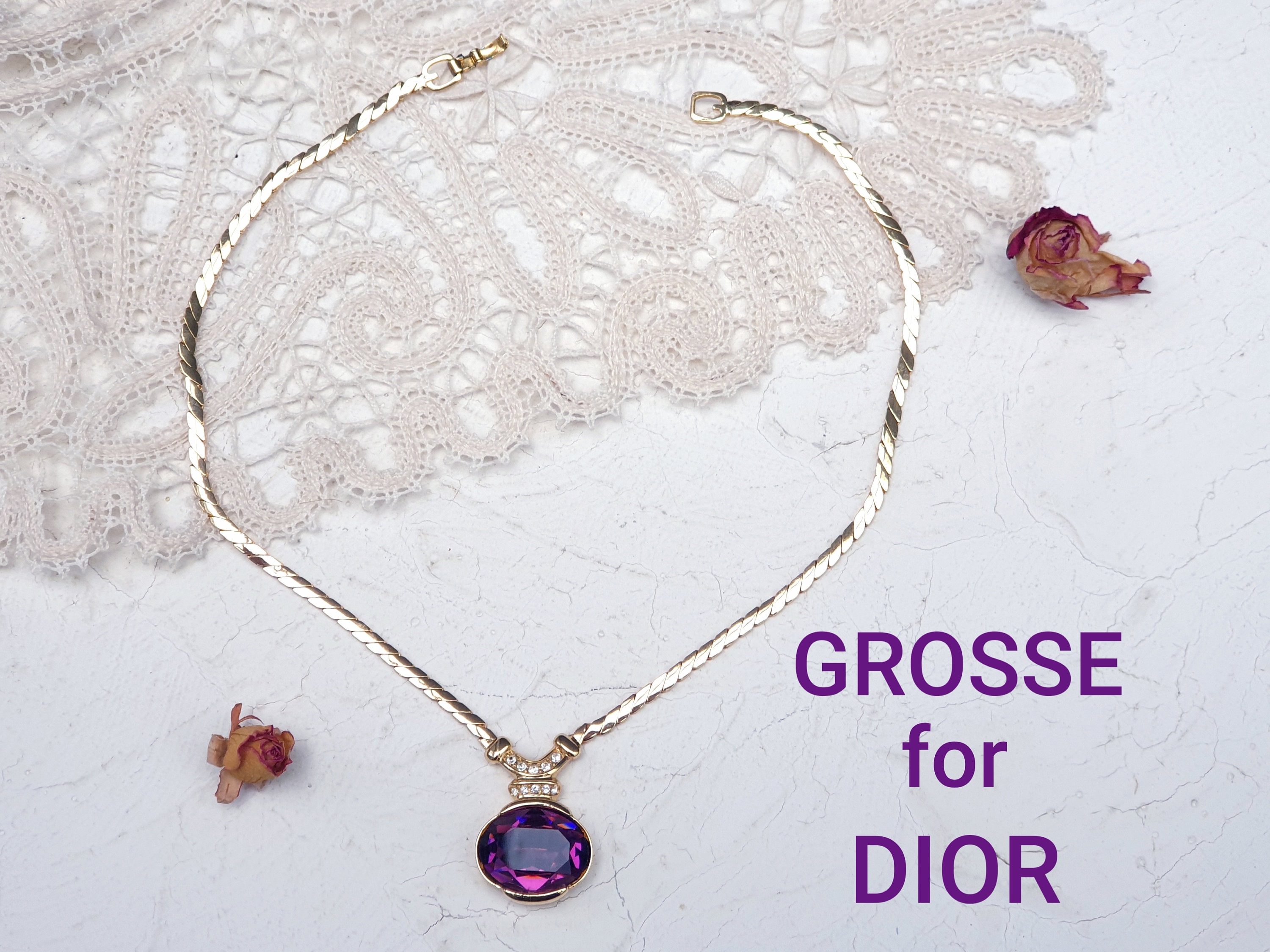GROSSÉ for DIOR ヴィンテージ ネックレス ゴールドメッキ アメジスト 