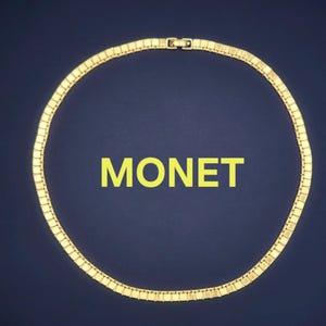 MONET Elegante Vintage Vergoldete Fransen Choker Halskette.