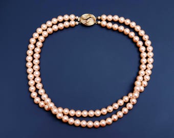 Collier Rétro Années 80 Perles D'eau Rose Et Doré - Ras Du Cou, 46 Cm, Style Vintage Charmant