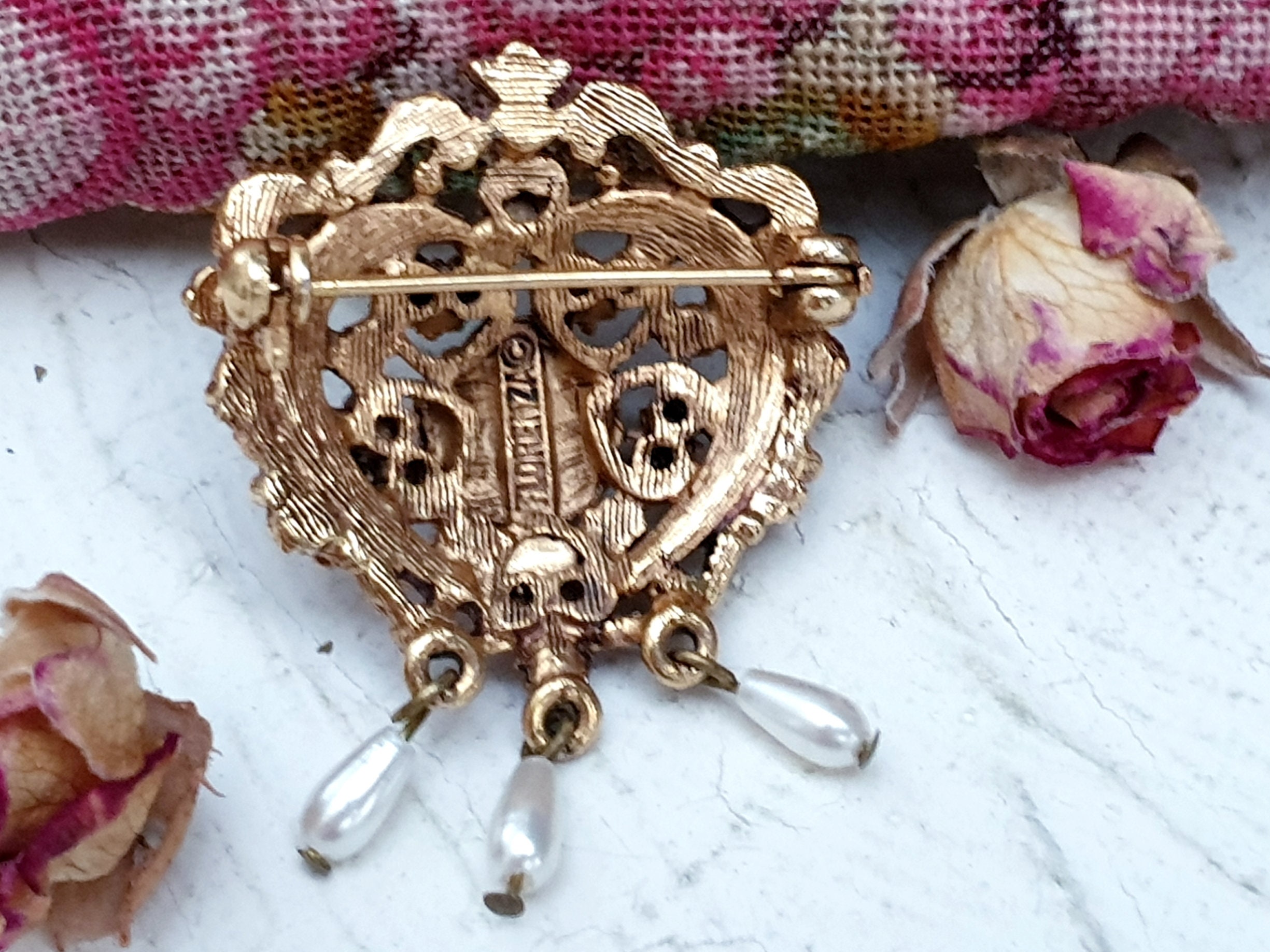 【超美品】FLORENZAヴィンテージ  1950-1960年代　ブローチ 1950s Classic Florenza Brooch With Huge Amethyst Colored