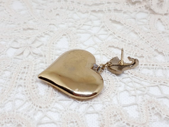 Lovely Vintage Heart Pendant in Gold Tone Metal w… - image 7