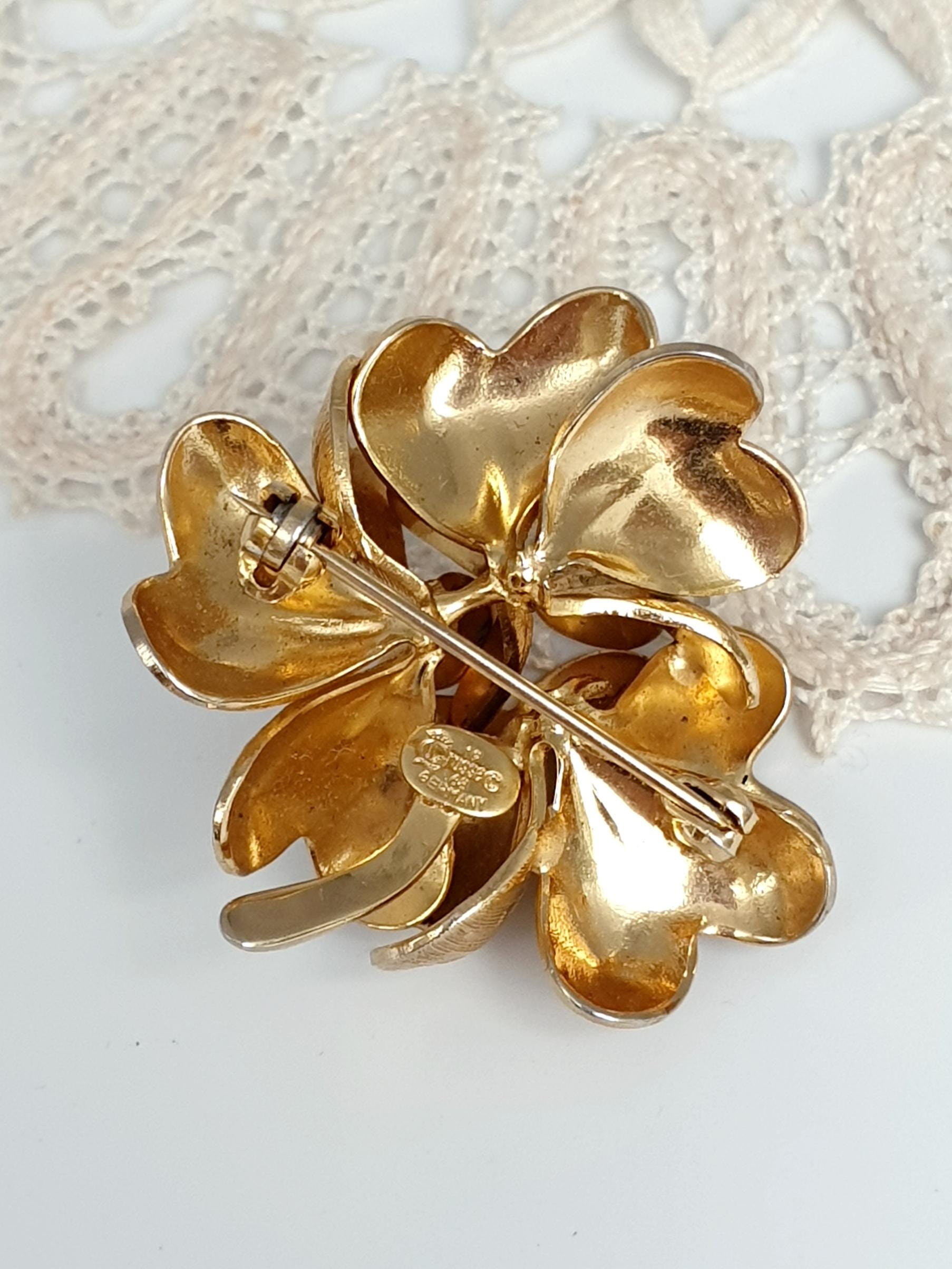 GROSSE for DIOR RARE 1968 Vintage Gold Plated Fancy Flower