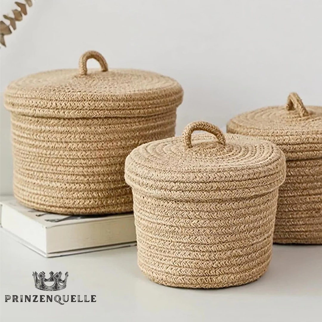 Jute Basket Storage With Lid Basket Organizer Sustainable Etsy UK