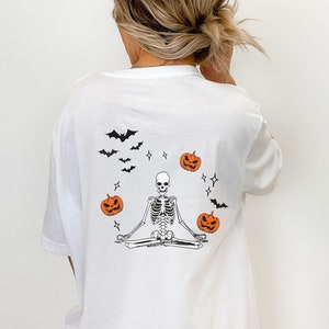 Halloween Yoga Shirt, Namaste Skelet, Namaste Spooky Yogi Halloween Shirt, Comfort Colors, Skeleton Yoga Shirt, Oversized Halloween Tee