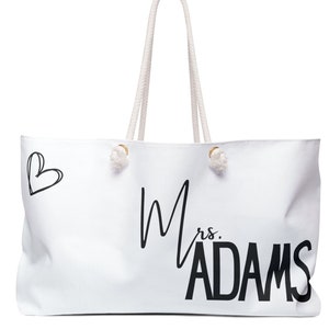 Bride Weekender Bag, New Mrs. Gift, Bridal Shower Gift Bag, Newly Married Bag, Honeymoon Weekender Tote, Bridal Shower Gift Personalized Bag