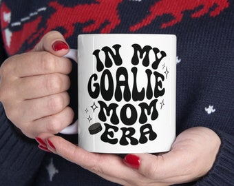 Personalized Retro Goalie Mom Mug, Customized Hockey Mom Gift, In My Goalie Mom Era, I Spend He Saves Goalie Gift, Hockey Mom Coffee Mug