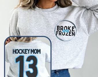 Personalisiertes Hockeyspielerin-Sweatshirt, Rundhalsausschnitt für Torhüter Mutter, Hockey-Oma, lustiges Geschenk für Hockeyspielerin, kundenspezifischer Hockey-Crewneck für Eltern