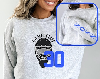 Gepersonaliseerde keeper sweater, hockey keeper moeder sweater, hockey oma, aangepaste keeper sweater, cadeau voor moeder, Gildan, hockey keeper