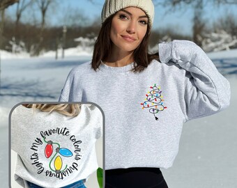 Christmas Light Sweatshirt, Ugly Christmas Sweater Crewneck, Festive Holiday Pullover, Christmas Sweater, Christmas Lights, Moms Christmas