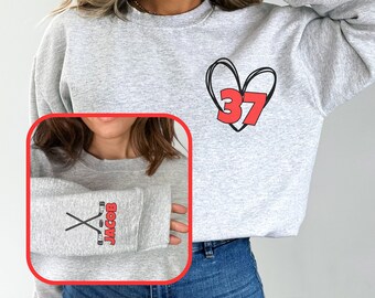 Personalized Simple Hockey Sweatshirt, Sweatshirt for Hockey Mom, Hockey Grandma, Custom Hockey Shirt, Gift for Mom, Hockey Mom Sweatshirt