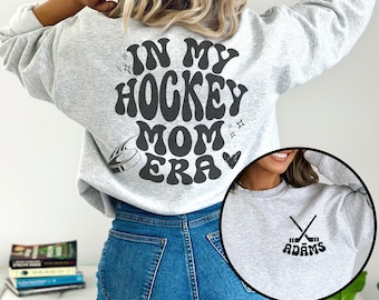 Retro hockey moeder sweatshirt, aangepast shirt moeder tijdperk, shirt hockey mama, Gildan 18000, cadeau voor moeder, gepersonaliseerd shirt moeder tijdperk
