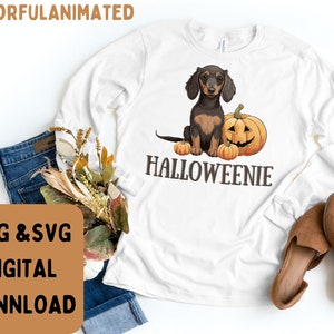 Halloweenie Svg, dachshund svg, halloween dog svg, weiner dog shirt, Retro halloween png, dachshund shirt, dachshund sublimation designs