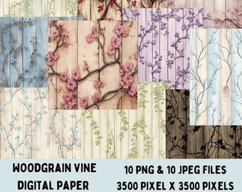 Carta digitale effetto legno di vite: sfondi con texture rustica (PNG e JPG)