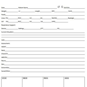 NICU Report Sheet/Brain