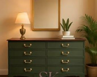 Vintage Link Taylor Dresser/Sideboard/Entry Table - Gold Accents, Lined Drawers - Versatile Storage Chest