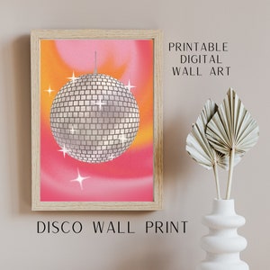 Y2K Room Decor College Dorm Posters para niñas Roommate Gifts Black and White Disco Ball Trendy Wall Prints Apartamento Estética Rosa Naranja