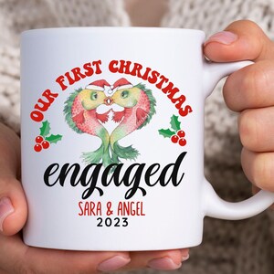 Personalized Our First Christmas engaged 2024 Coffee mug, Engagement Gifts, Customizable for Bride and Groom gift, Engaged Gift for Couple,