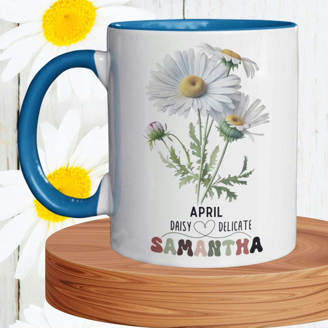 Personalized April Birth Flower Mug: Custom Daisy Gift - Etsy