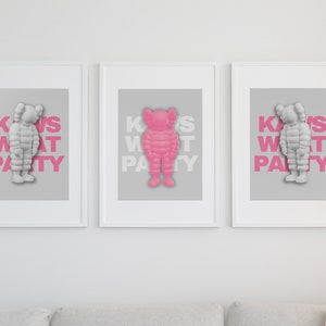 KAWS WHAT PARTY - Minimalist Decor - Digital Art Decor Gift - Toys Poster Set of 3 Hypebeast Figure Printable Wall Art - Instant Download