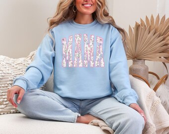 Mama Sweatshirt, Floral Mama Crewneck, Cute Mom Sweatshirt, Pastel Mama Pullover, Motherhood Sweatshirt, Gift for Mom