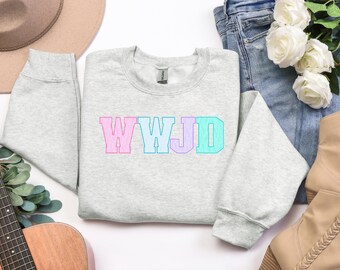 WWJD Sweatshirt, What Would Jesus Do Crewneck, Christian Graphic Sweatshirt, Faith Based Pullover, Trendy Christian Clothing, Religious Gift