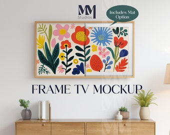 Farmhouse Frame TV Mockup: Living Room Art Display (PSD Digital Download)
