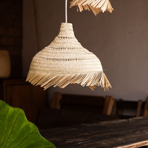 SET OF 3 totally ecological lelu wildebeest LAMPS with original design, made of palm in natural color