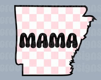 Mama checkerboard png Digital Download Arkansas shirt design Retro and Groovy Small business sublimation png dtg dtf preppy file