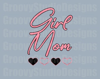 GIRL MOM png Digital Download PINK shirt design Retro and Groovy Small business sublimation png dtg dtf preppy file