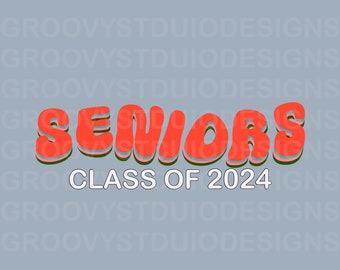 Seniors Curvy class of 2024 png Digital Download cute shirt design Retro and Groovy Small business sublimation png dtg dtf preppy file