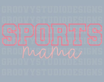 SPORTS MOM png Digital Download PINK shirt design Retro and Groovy Small business sublimation png dtg dtf preppy file