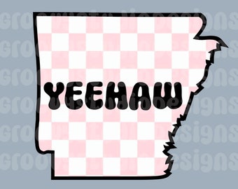 YEEHAW checkerboard png Digital Download Arkansas shirt design Retro and Groovy Small business sublimation png dtg dtf preppy file