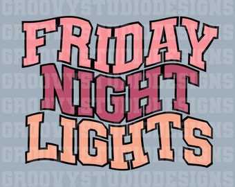 Friday Night Lights pink football  curved png Digital Download shirt design Retro Groovy Small business sublimation png dtg dtf preppy file