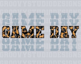 GAME DAY png Digital Download LEOPARD layered shirt design Retro and Groovy Small business sublimation png dtg dtf preppy file