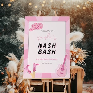 Pink Cowgirl Nashville Bachelorette Party Welcome Sign Template | Last Rodeo | Nash Bash | She Said Yeehaw