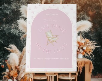 Coastal Bachelorette Welcome Sign: Pink Seashell Theme (Digital Download)
