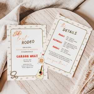Nashville Bachelorette Party Invitation & Itinerary Template | Nash Bash Bachelorette | Last Rodeo