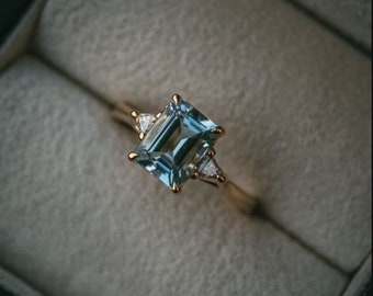 Vintage Aquamarine Sterling Silver Ring: March Birthstone, Engagement, Promise Ring