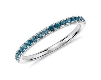 London Blue Topaz Eternity Band: Sterling Silver Anniversary Ring