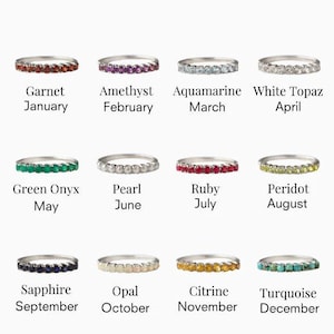 Birthstone Half Eternity Band Ring, Gold Birthstone Ring, Personalized Rings birthstone eternity band rings, stacking birthstone band ring