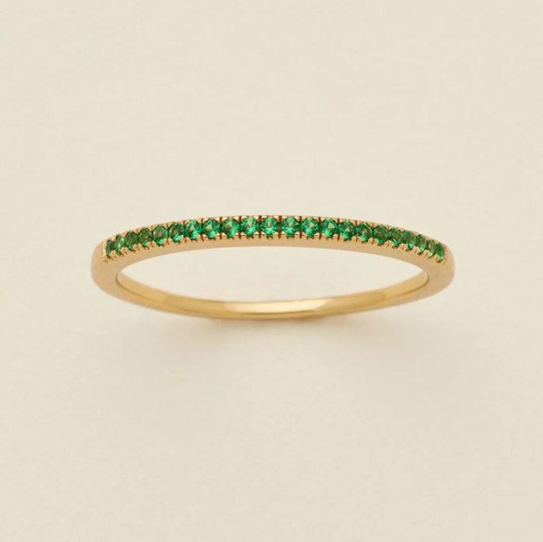 14k Gold Emerald Eternity Band: May Birthstone Stacking Ring - Etsy