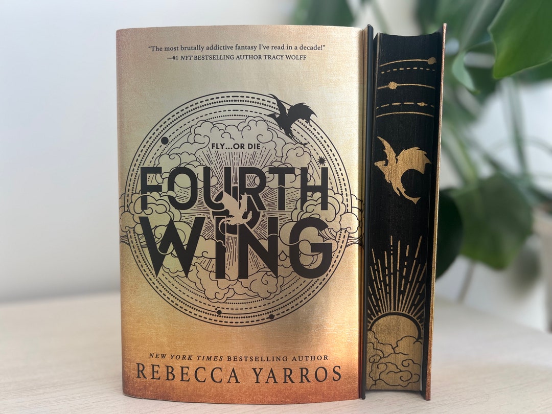 Fourth Wing Special Edition by Rebecca Yarros, Black and Gold Dragon Sprayed Edge, Stenciled