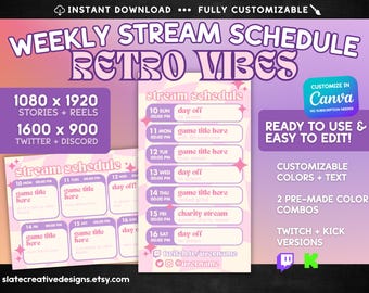 Subathon Template Pack | Retro Y2K Twitch / Kick | Fully Edit in Canva ...