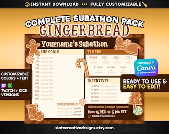 Lebkuchen Subathon Template Pack | Zucken | Kick | In Canva | bearbeiten Weihnachten | Winter | Digitaler Download | VTuber