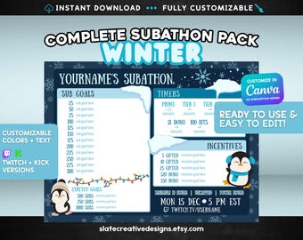 Winter Wonderland Subathon Vorlagen | Zucken | Kick | In Canva | bearbeiten Weihnachten | Digitaler Download | VTuber