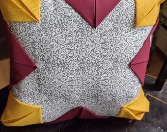 star patchwork pillow red and yellow