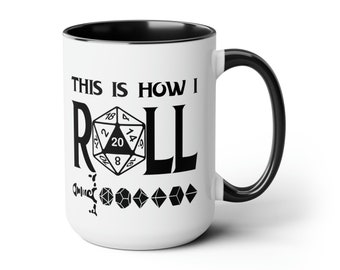 This is how I roll mug, sword, Funny Dungeon Master Gift, Present for DM, D20 Tabletop Gamer, Role Playing Game, Nerd, Geeky, Christmas