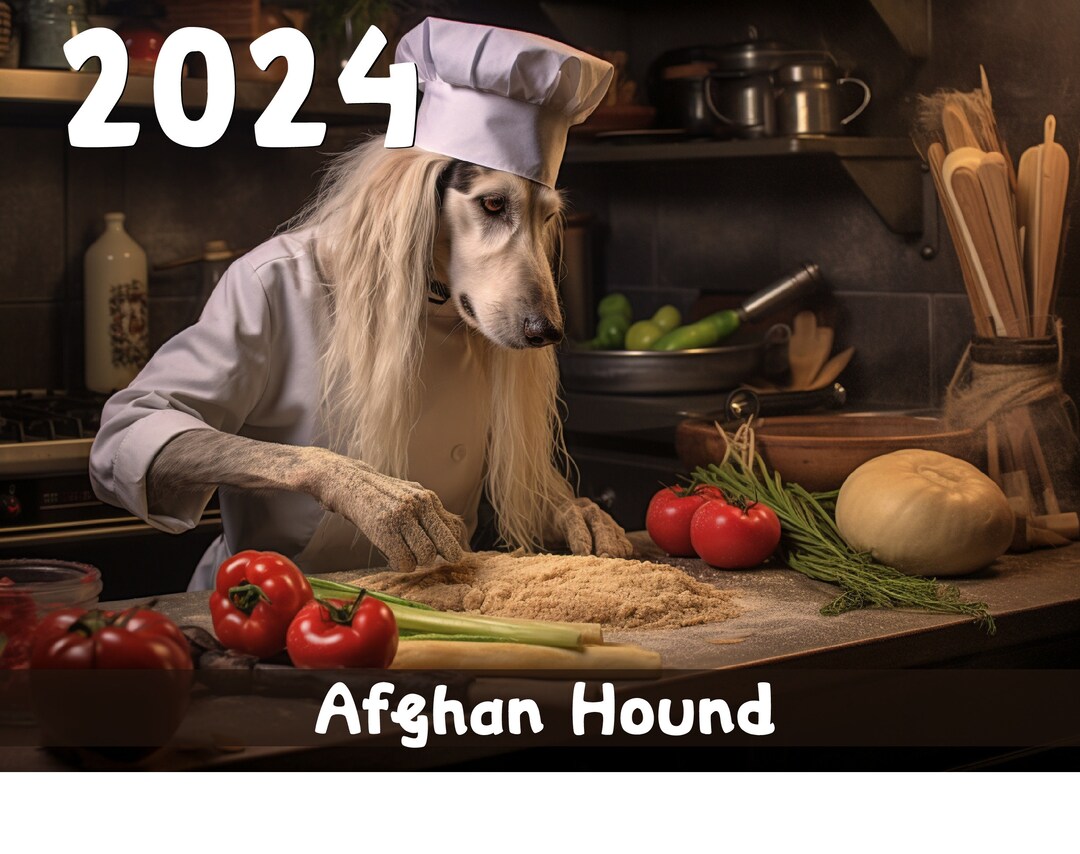 2024 Afghan Hound Calendar Printable Worldwide Etsy